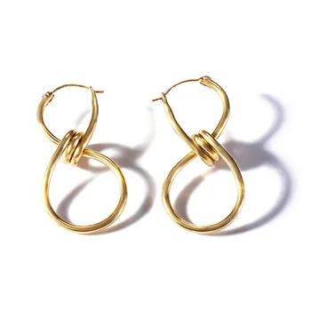 

Fashion earrings French style word lucky winding rope knot earrings stainless steel earrings accessories
