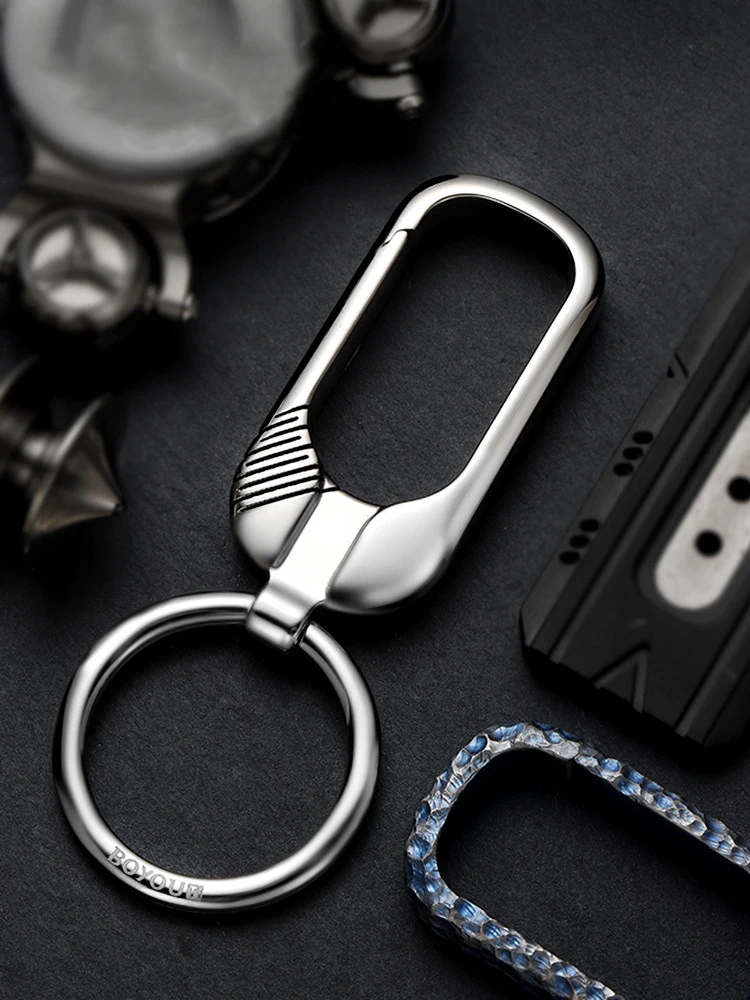 High-grade Burnt Blue Crater Handmade Titanium Alloy Keychain Men And Women Simple Luxury Car Key Chain Strong Durable
