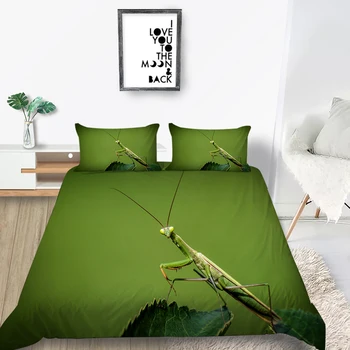 

Praying Mantis Bedding Set Queen Size Insect Series Natural Duvet Cover Green King Twin Full Single Double Unique Design Bed Set
