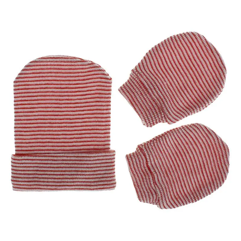 Newborn Hospital Hat Infant Baby Cap and Mitten Set Soft Cute Nursery Beanie Hat
