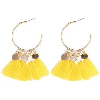 

Bohemia Handmade Stud Earring Women Multicolor Sequin Drop Fringe Tassel Earring For Women