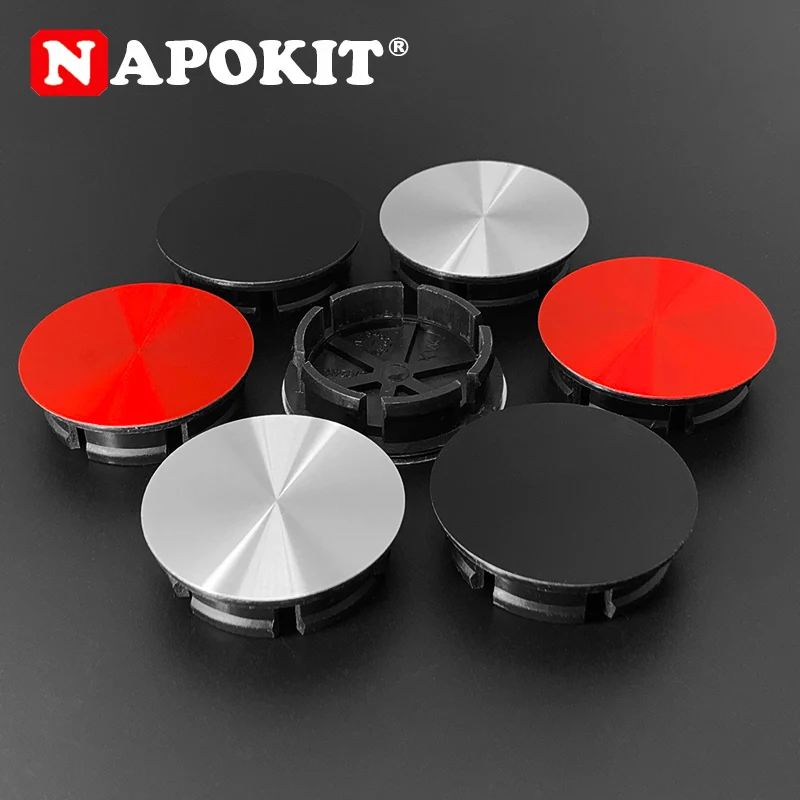 4 Pezzi Con Alluminio Nero Rosso Argento 50Mm Coprimozzo Cerchione Auto Coprimozzo Ruota Centrale Per Abarth 500 Marea Multipla Punto Scorpion