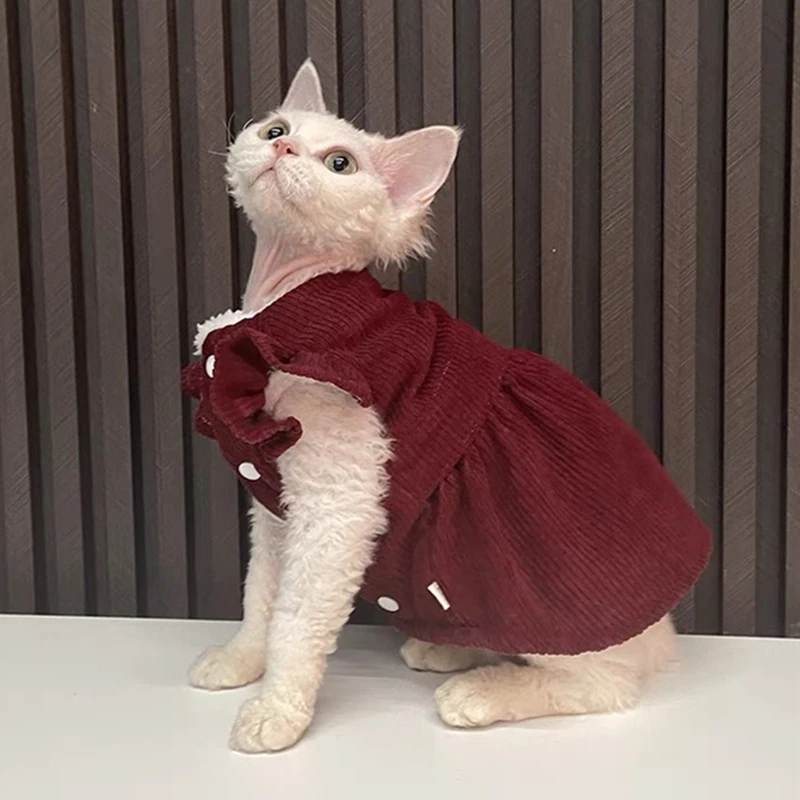 Winter Sphinx Cat Clothes Warm Kittens Dress Pet Hoodies For