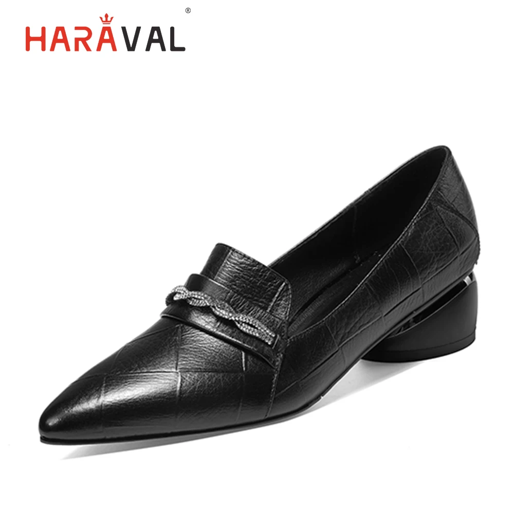 HARAVAL Spring and Autumn ladies thick with Single shoes leather non-slip pointed high heels fashion ladies dress shoes  D114
