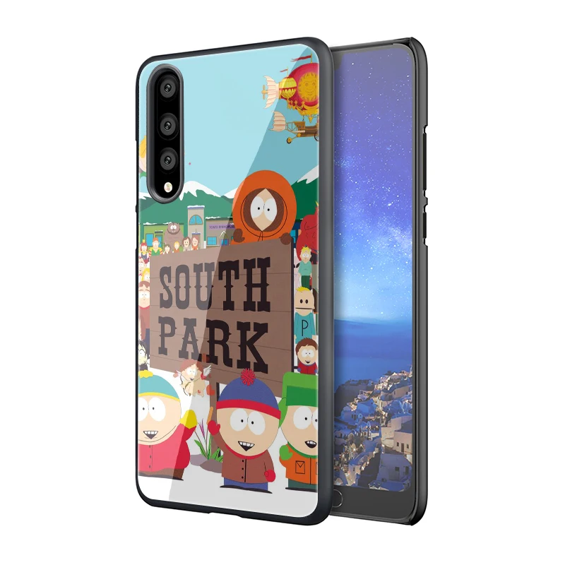 EWAU аниме Southpark чехол из закаленного стекла для телефона для huawei Y6 Y9 mate 20 Honor 7A 8X9 10 Lite Pro