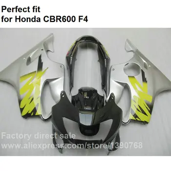 

ABS plastic fairings for Honda CBR600 F4 1999 2000 silver black fairing kit CBR 600 F4 99 00 FX25