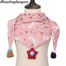 Весенне-осенний детский треугольный хлопковый шарф со звездами и цветами для мальчиков и девочек, шарфы с героями мультфильмов, детский нагрудник, шаль, волшебный шейный платок