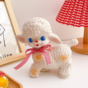 

Lovely Lamb Decoration for Home Office Desktop Cute White Sheep Figurines Miniature Tabletop Ornaments Fairy Garden Accessories