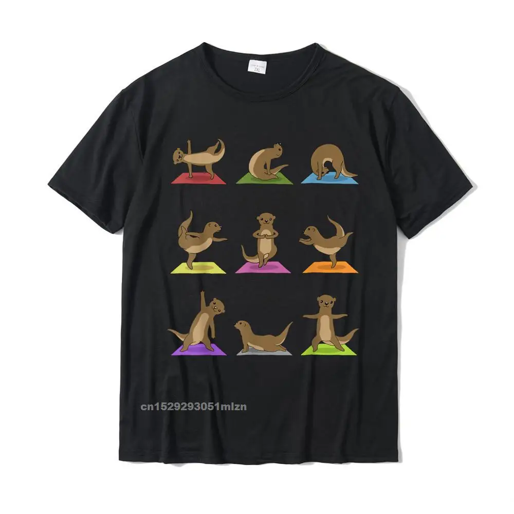 Cool Funny Short Sleeve Camisa Top T-shirts All Cotton Crew Neck Youth Tees Normal Top T-shirts Summer Wholesale Otter Yoga T-Shirt Funny Otter In Yoga Poses Sports Tee__4896 black