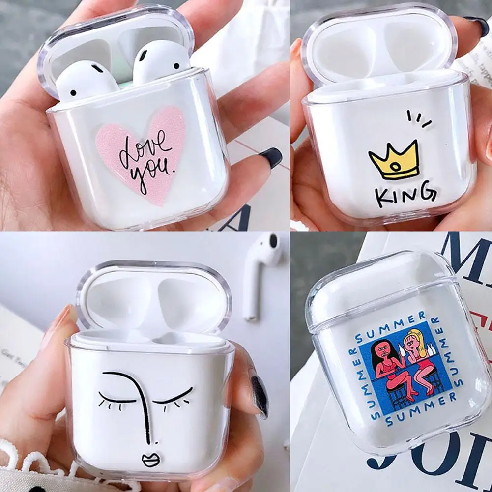 

Fashion Cartoon Transparent Wireless Earphone Cover Dustproof Protective Case Skin Accessories Pouch For Airpod s Silm Case