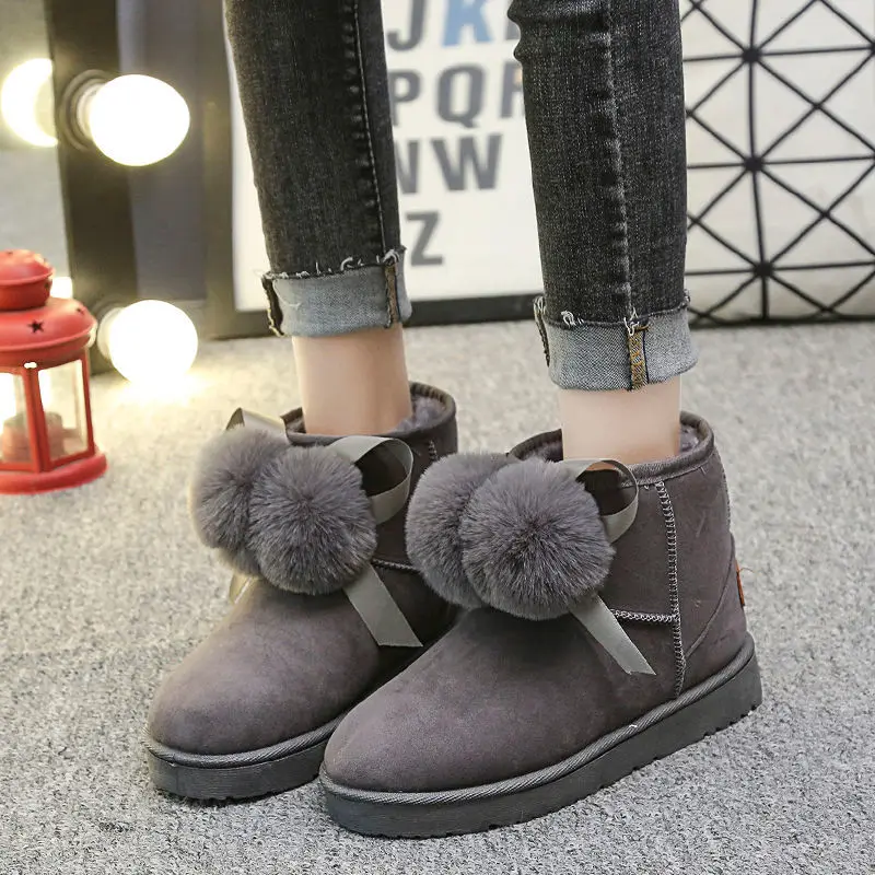 

2021 Women Winter Snow Boots Warm Flat Plus Size Platform Slip on Ladies Women's Shoes New Flock Fur Suede Ankle Boots Female