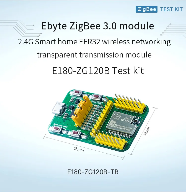 Rede sem Fio em Casa Kit de Teste Zigbee 3.0 Inteligente Módulo Transmissão Transparente Cdebyte E180-zg120b-tb Efr32 Usb 2.4g 1 inteligente módulo transmissão transparente cdebyte