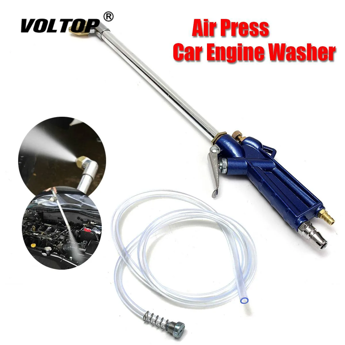 

400mm Engine Oil Cleaner Tool Car Auto Water Cleaning Gun Pneumatic Tool with 120cm Hose Machinery Parts Alloy Engine Care