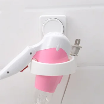 

Punch-free Suction Cup Plastic Hair Dryer Storage Rack For Bathroom Accessories Wall Mount Hair Dryer Holder Rack Diameter 10cm