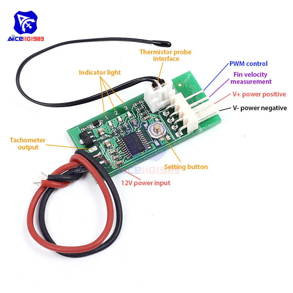 Diymore DC 12V PWM Температура детектор зонд регулятор температуры с 4-проводной Температура Скорость вентилятора контроллер регулятор для ПК Вентилятор STK IC