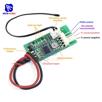 

diymore DC 12V PWM Temperature Detector Probe Controller 4-Wire Temperature Fan Speed Controller Governor for PC Fan STK IC