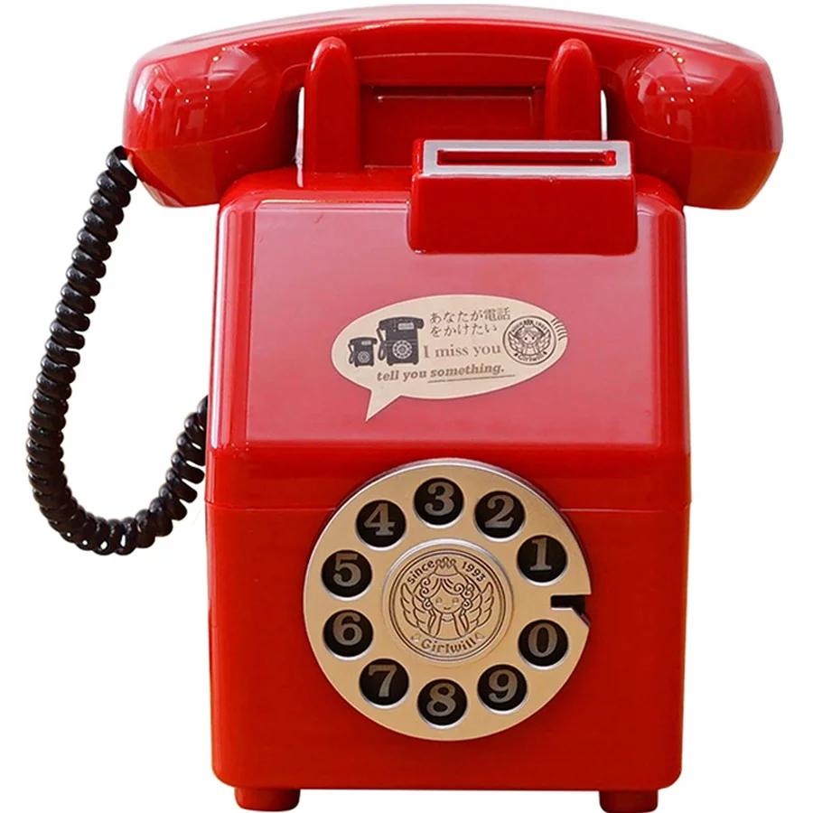 London Red Telephone Piggy Bank Vintage Red Telephone Booth London Caja De Seguridad Dinero Money Box for Girls Classical HH50QG