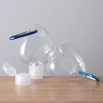 

5pcs 50ml Empty Refillable Bottle with Keychain Ring Travel Transparent Plastic Perfume Mini Bottle Flip Caps Bottle Containers