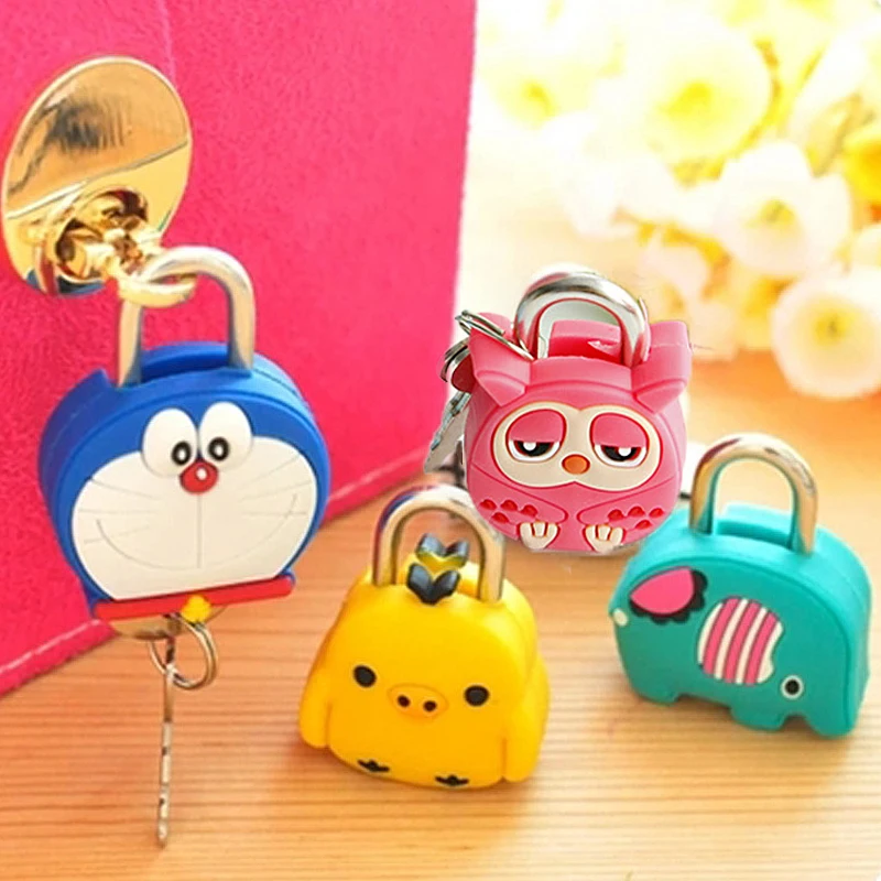 

Creative Mini Luggage Locks Cute Cartoon Animal Backpack Padlocks Makeup Box Key Lock Diary Stationery Lock Silicone Metal Toy