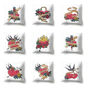 

Peach Heart Knife Printed Polyester Cushion Cover Red Cartoon Car Office Sofa Pillowcase Decoration 45x45cm