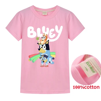 

2020 New Bing Shirts Children Cartoon Kids Girls Bluey Graphic T-Shirts Baby Boys Tshirts Short Sleeve Cotton Clothing Tops Tees
