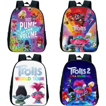 

12 Inch Trolls World Tour Kindergarten School Bag Kids Boys Girls Anime Bookbag Children Mochila Toddler Cute Cartoon Backpack