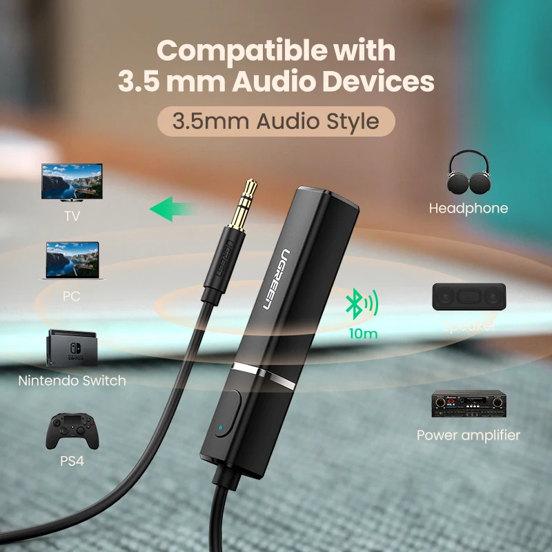 Cena Ugreen nadajnik Bluetooth 5.0 TV słuchawki PC PS4 aptX LL 3.5mm Aux SPDIF 3.5 Jack optyczny Audio muzyka Bluetooth 5.0 Adapter
