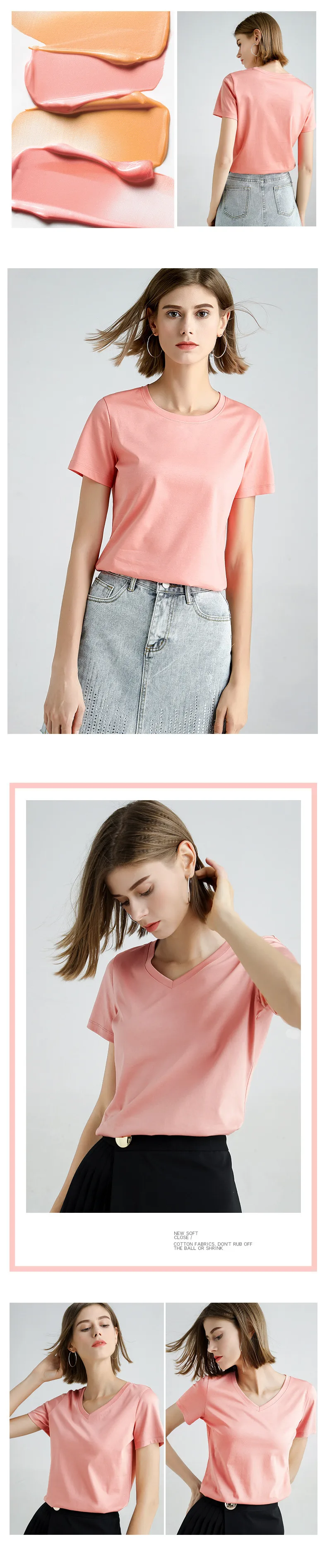 MRMT 2025 Brand New 80S Pure Cotton Women's T Shirt High Quality T-shirt for Female Short Sleeve V Collar Leisure Tops Tshirt