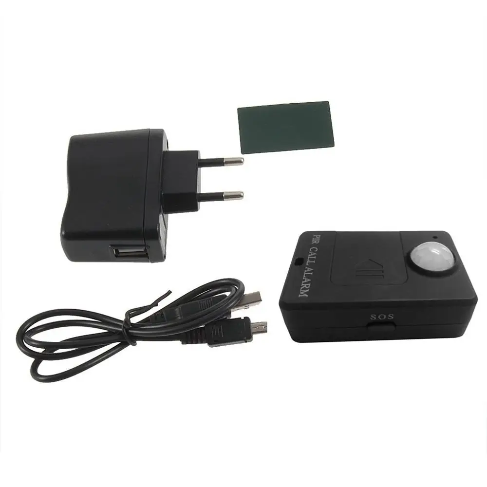 Черный Мини PIR датчик движения беспроводной инфракрасный GSM сигнализация монитор детектор движения Обнаружение домашняя противоугонная система с адаптером штепсельной вилки ЕС - Цвет: Черный
