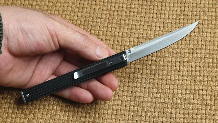 small pen flip folding knife 8cr13mov blade g10  steel handle