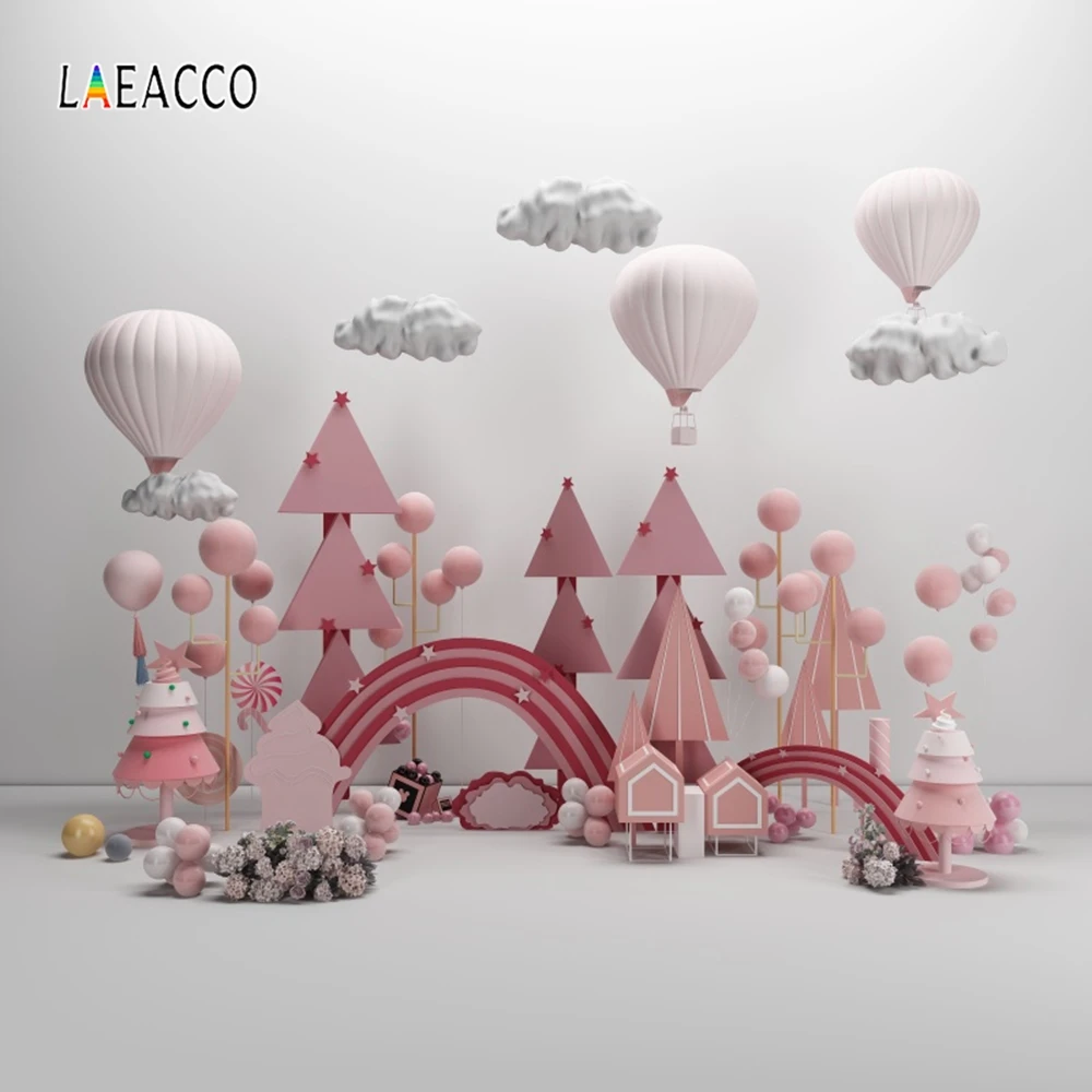 Фотофон Laeacco с воздушными шарами и облаками для детской площадки фотосъемки