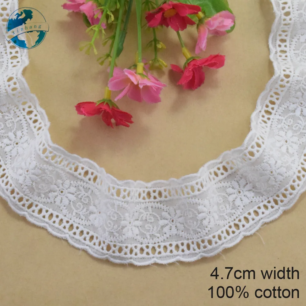 4,7 cm breit 4056 Baumwolle Stickerei Spitze Nähband Guipure Trim Hochzeits dekoration DIY Puppen Colthes Zubehör Spitze Rand #