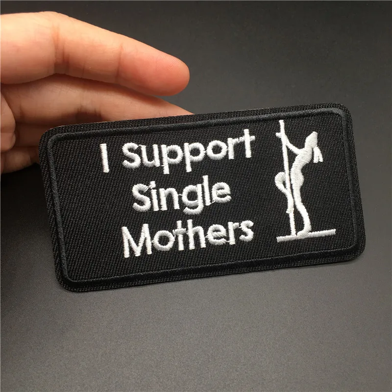 ICH Unterstützung Einzigen Mütter Größe: 10x 5,3 cm Stickerei Patch Eisen auf Streifen für Kleidung Abzeichen Nähen Aufkleber Dekoration DIY Applique – Detail 5