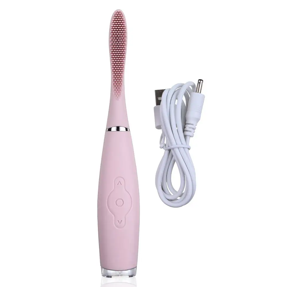 USB Rechargeable 5 Modes Ultrasonic Silicone Electric Toothbrush Oral Care Dental Teeth Whitening Deep Clean Sonic Massage Brush