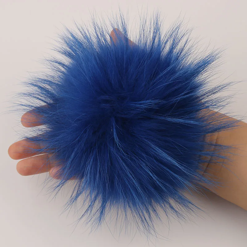 DANKEYISI 14-15 см настоящие помпоны из лисьего меха норки мех помпоны для шапки шапка натуральный помпон из меха енота для шарфа перчатки брелок - Цвет: blue
