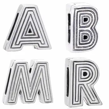 

New 925 Sterling Silver Bead Charm Reflexions A-Z Alphabet 26 Letter Clip Stopper Beads Fit Bracelet Bangle Diy Jewelry