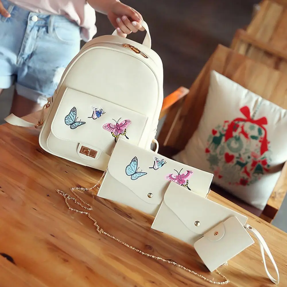 4 шт./компл. женский маленький рюкзак Мини Женский школьный сумки на плечо С