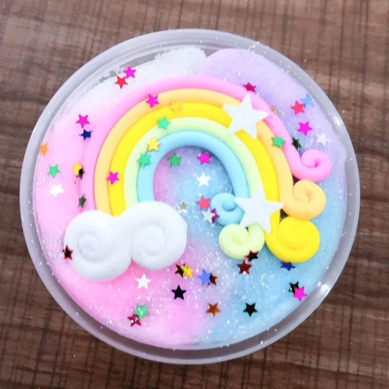 Details about   DIY Mixing Slime Charms Kids Cloud Fluffy Rainbow Clay Squishy Relief Stress Toy 