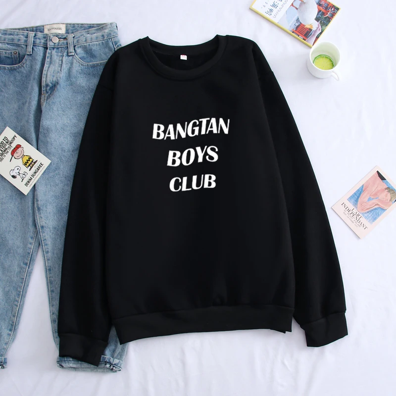 

Autumn Winter New Men Hoodie Sweatshirt O-neck Fleece Pullover Casual Streetwear Korean Kpop BANGTAN BOYS CLUB Letter Print Tops