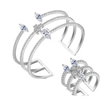 

Luxury 2PCS Dubai Water Drop Bangle Ring Set Fashion Jewelry For Women Wedding Engagement brincos para as mulheres HXB005