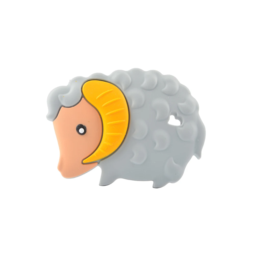 Goat LOFCA 1 шт., детские игрушки-прорезыватели, соска, клипса, цепочка, пищевые силиконовые бусины, подарок для детского душа, мультяшное ожерелье с животными, аксессуары - Цвет: Goat