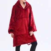 

Winter Warm Thick Hooded Sweater Oversized Sweatshirts TV Blanket Casual Loose Pullover Adult Children Fleece Weighted Robe Tops