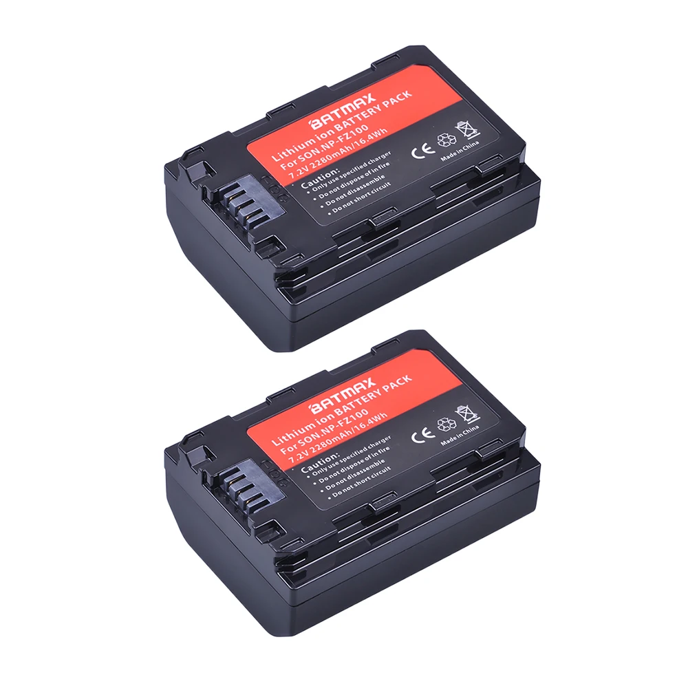 2Pcs 2280mAh NP-FZ100 NPFZ100 NP FZ100 Battery + LED Dual USB Charger for Sony NP-FZ100, BC-QZ1, Sony a9, a7R III, a7 III,A6600 dyson battery Batteries