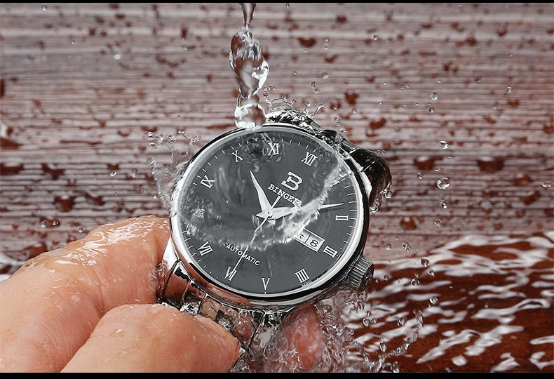 Швейцарские женские часы Бингер люксовый бренд механические 18 К сапфировые часы полностью из нержавеющей стали женские часы B-5005L-5
