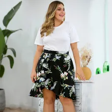 Женская Повседневная юбка размера плюс с принтом, высокая талия, гофрированная, с разрезом, с принтом «рыбий хвост», полуюбка с бантом, летняя сексуальная пляжная юбка с разрезом, LS* D