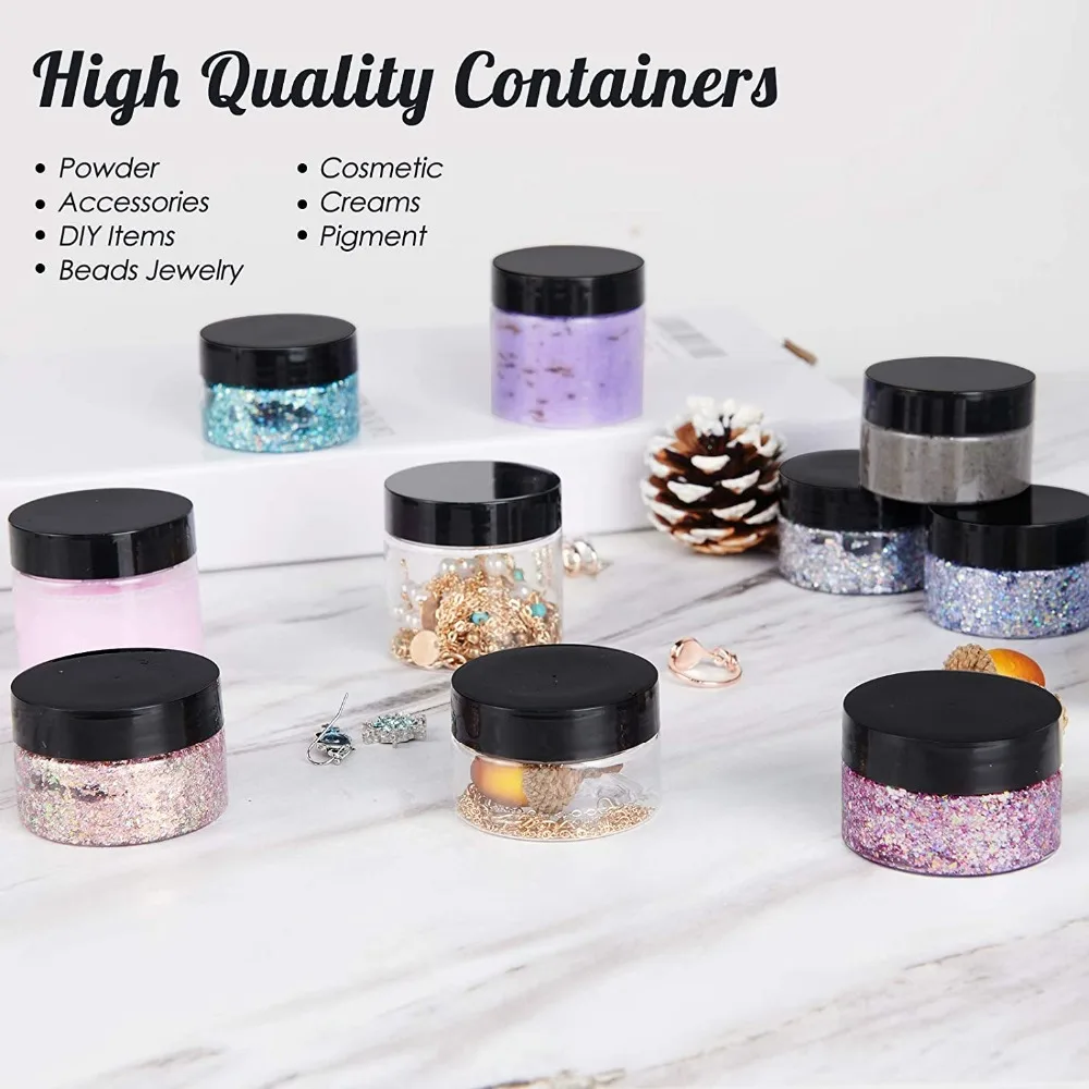 20Pcs 20ml Acrylic Round Clear Jars with Lids for Lip Balms Creams  DIY Make Up Cosmetics Samples lip gloss Containers Set