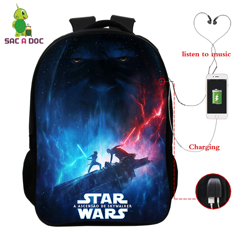 Звездные войны известный Рэппер школьная сумка многофункциональный usb зарядка ноутбук рюкзак для подростков мальчиков девочек путешествия сумки через плечо