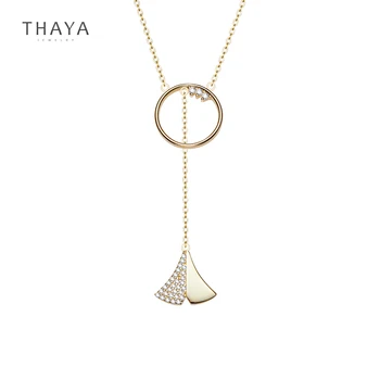 

Thaya Real 925 Silver Ginkgo Leaf Necklace 45cm Plated 14k Gold Plated Pendant Chain For Fashion Women Fine Jewelry Gift
