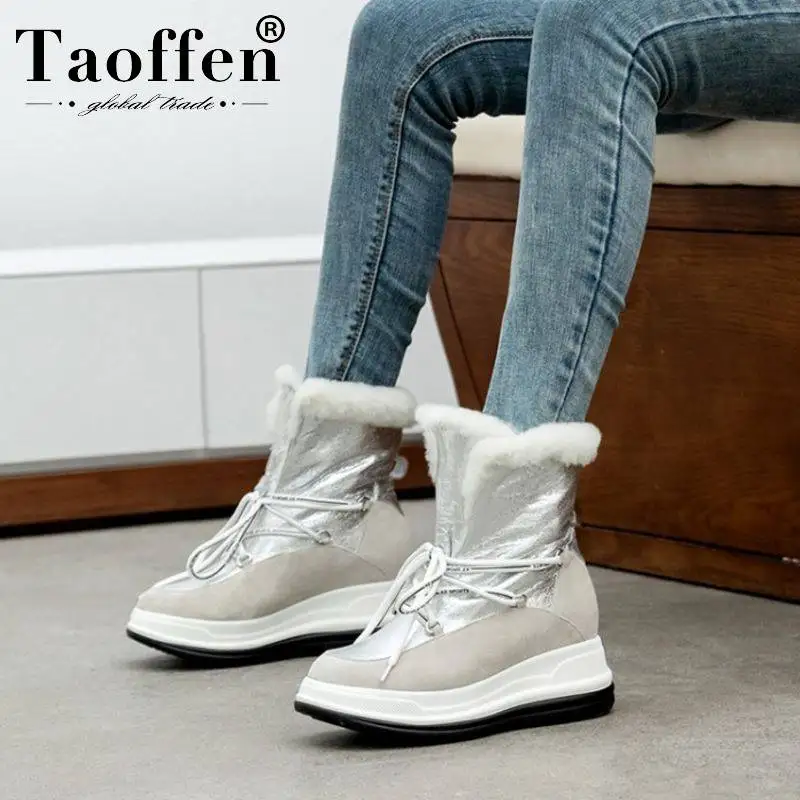 Женские ботильоны на меху Taoffen зимние рабочие ботинки размеров 32-43 из натуральной
