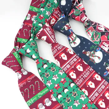 

100% Cotton Christmas Tie Fashion 8cm New Design Santa Claus Snowflake Festival Necktie For Men Party Dinner Gifts Gravatas